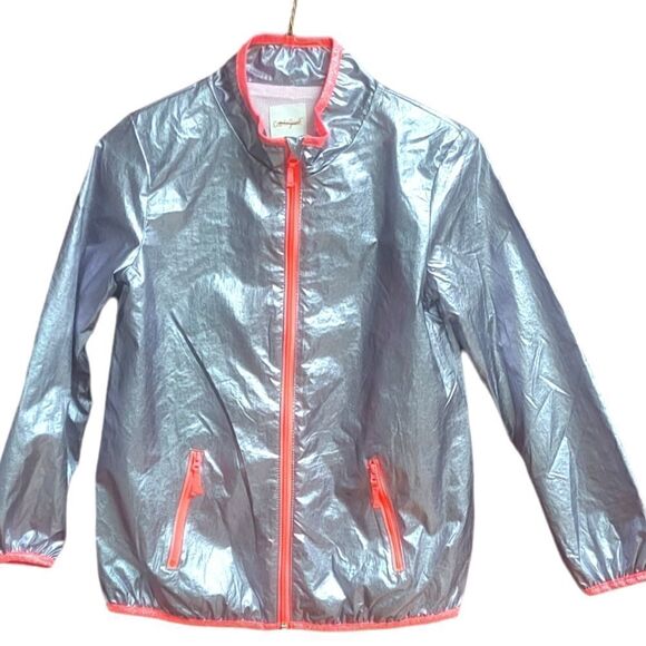 Girls Cat & Jack Silver and Pink Wind Breaker - Picture 1 of 7